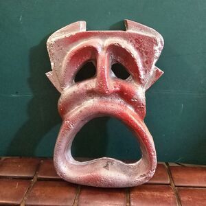 Vintage Mid Century Cast Aluminum Tragedy Mask Wall Plaque 6.75"x5.75"x1"